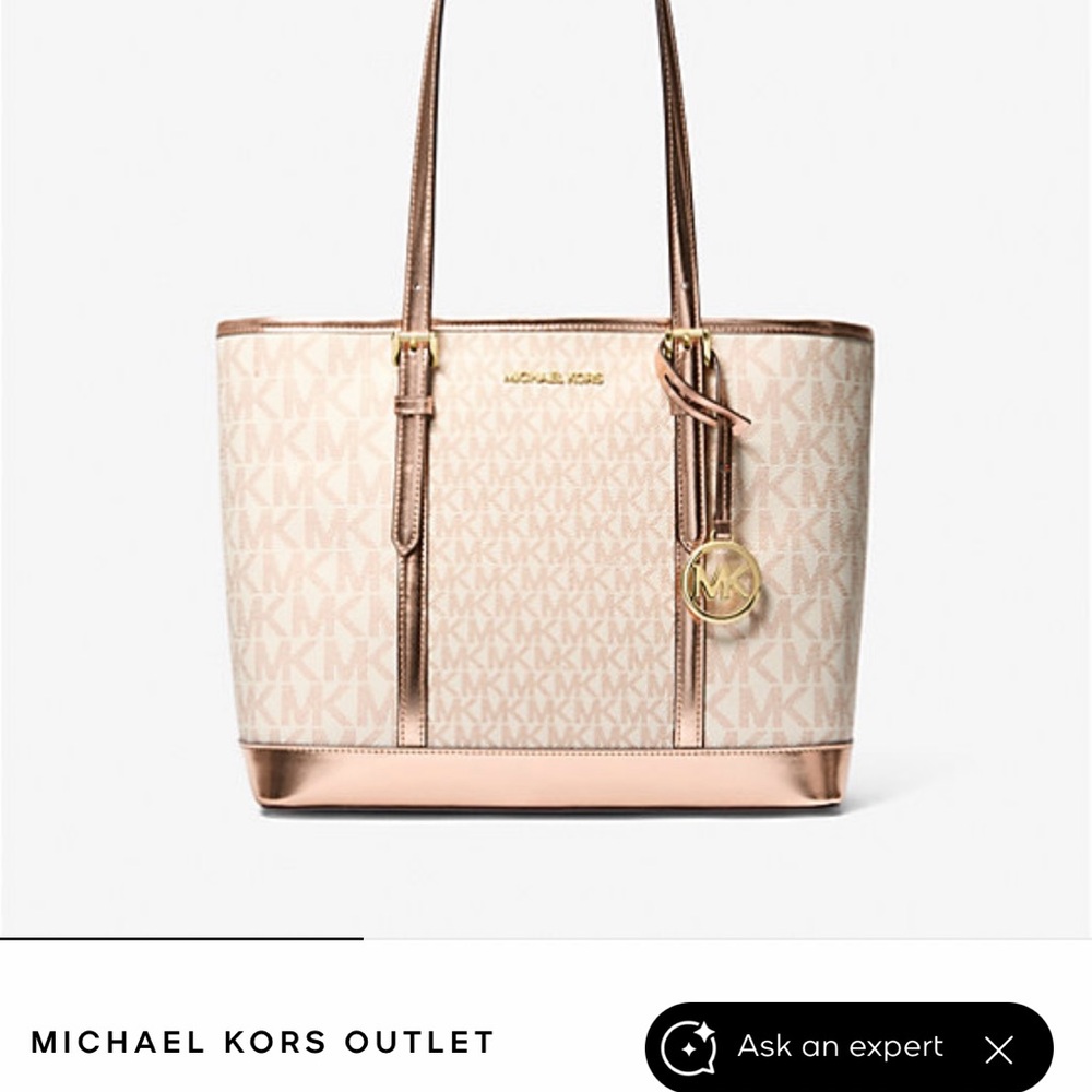 Michael Kors Tan and Gold Signature Tote